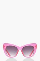 Boohoo Emily Pink Frame Angular Cate Eye Sunglasses