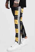 Boohoo Man Tricot Check Joggers With Tape
