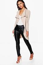 Boohoo Petite Hannah Ponte Wrap Front Duster Jacket