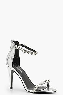 Boohoo Diamante 2 Part Stiletto Heels