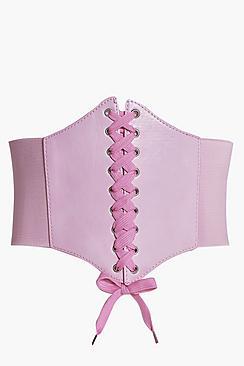 Boohoo Mya Blush Contrast Lace Up Corset Belt