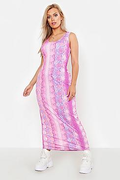 Boohoo Plus Snake Print Maxi Dress