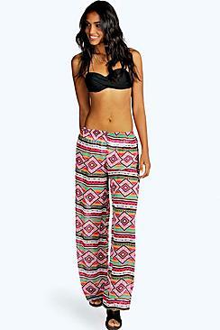 Boohoo Rio Large Aztec Chiffon Beach Trousers