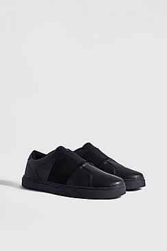 Boohoo Black Elastic Detail Trainer