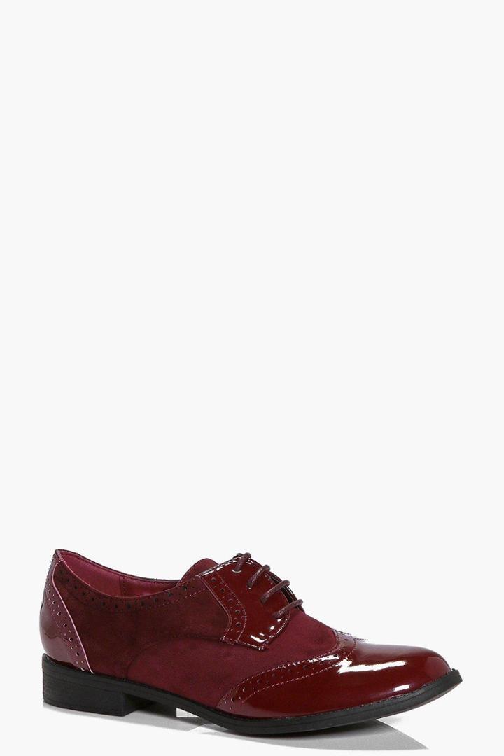 Boohoo Laura Mix Material Brogue Berry