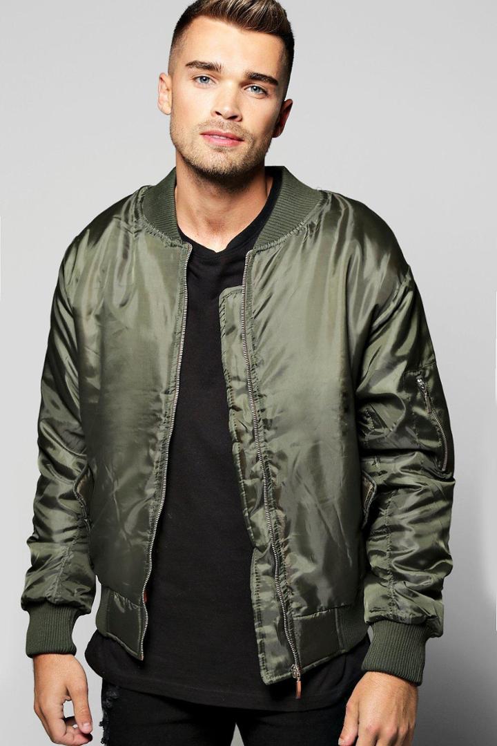 Boohoo Ma1 Padded Bomber Jacket Khaki