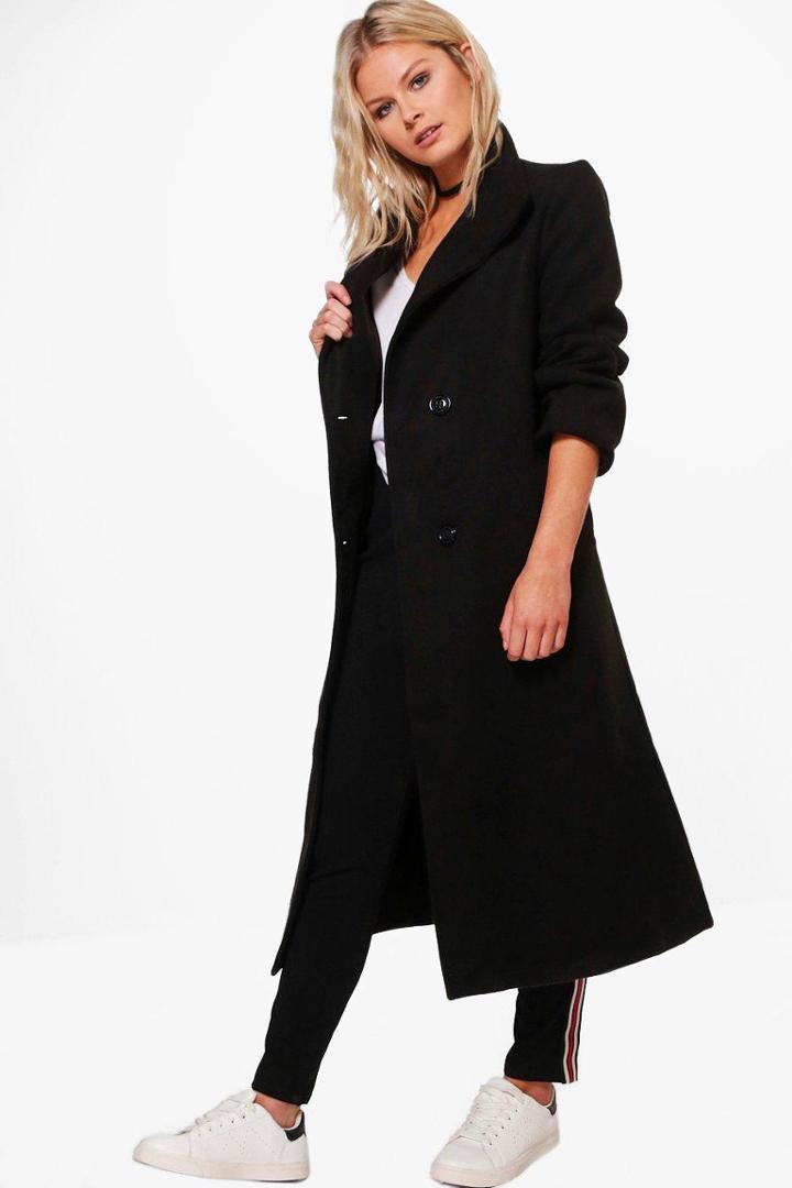 Boohoo Daisy Wool Look Coat Black