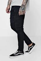 Boohoo Skinny Fit Biker Jeans With Cargo Pockets