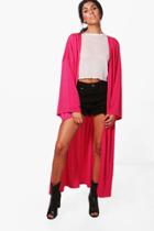 Boohoo Bethany Oversized Wide Sleeve Tie Waist Kimono Fuchsia