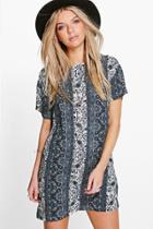 Boohoo Daianne Floral Shift Dress Blue