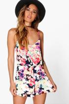 Boohoo Sophie Multi Floral Ruffle Hem Playsuit Multi