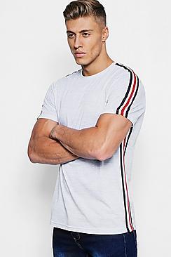 Boohoo Shoulder Tape T-shirt With Chest Print