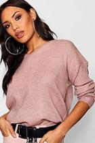 Boohoo V Neck Slouch Jumper With Ribbed Sleeves