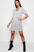 Boohoo O-ring Choker Plunge T-shirt Dress