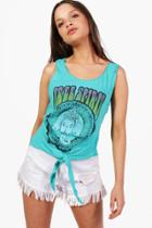 Boohoo Holly Free Spirit Slogan Tank Top Green