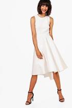 Boohoo Kelly Bonded Skuba Dip Hem Skater Dress