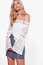 Boohoo Elizabeth Boutique Crochet Lace Bardot Top