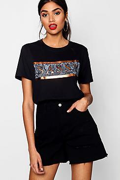 Boohoo Sassy Print And Foil Tee