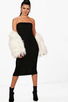 Boohoo Tall Soph Bandeau Curved Hem Bodycon Dress