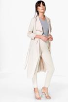 Boohoo Kat High Waist Notch Skinny Trouser Stone