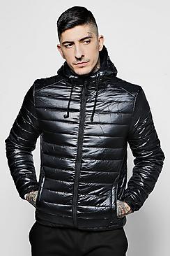 Boohoo High Shine Puffer With Built In Headphones