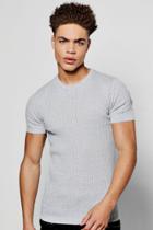 Boohoo Short Sleeve Ribbed Knit T Shirt Grey