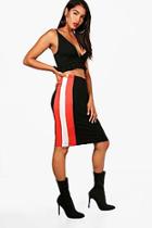 Boohoo Lexie Sports Side Stripe Midi Skirt