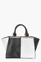 Boohoo Faye Colour Block Metal Detail Day Bag