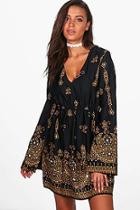 Boohoo Tall Jane Embellished Wide Sleeve Dress