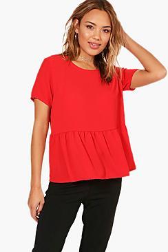 Boohoo Phoebe Frill Hem Blouse