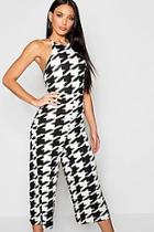 Boohoo Dogstooth High Neck Jumpsuit