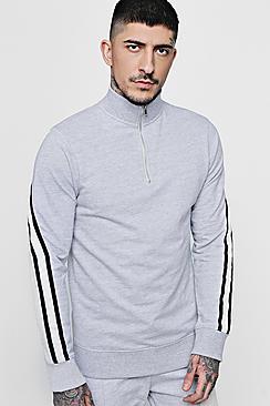 Boohoo Sports Stripe Funnel Neck Jersey Track Top Co-ord