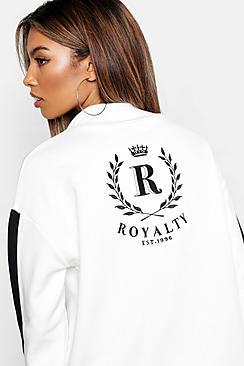 Boohoo Funnel Neck Premium Embroidered Panel Sweat