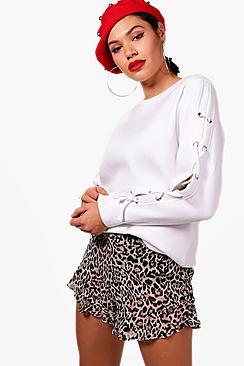 Boohoo Eyelet Sleeve Sweatshirt