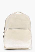 Boohoo Lexi Pastel Velvet Backpack Cream
