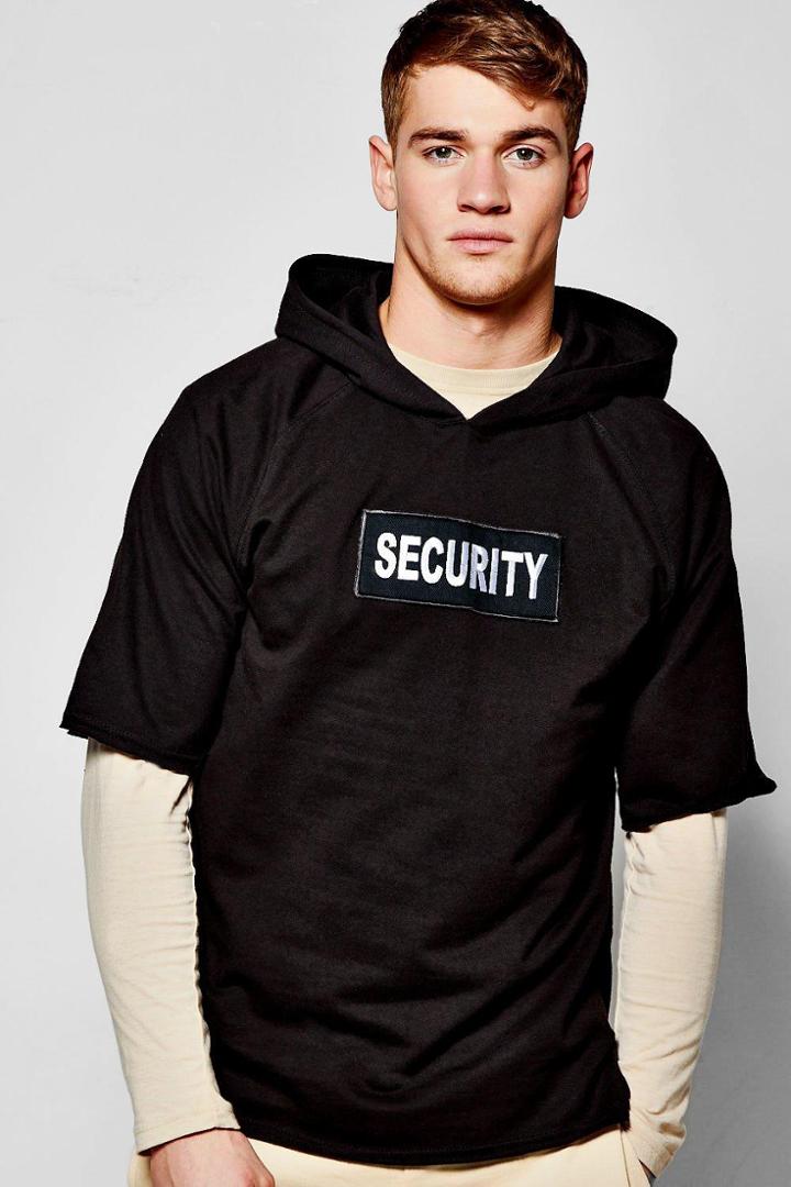 Boohoo Security Over The Head Raw Edge Hoodie Black