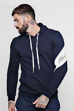 Boohoo Sleeve Placement Man Signature Hoodie