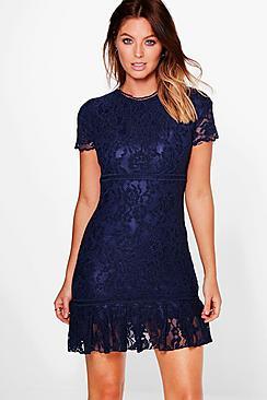 Boohoo Boutique Lori Lace Detail Frill Bodycon Dress