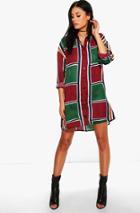 Boohoo Belinda Long Sleeve Mix Stripe Shirt Dress Berry