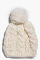 Boohoo Sadie Cable Knit Oversize Pom Beanie Hat