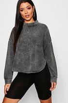 Boohoo Washed Curve Hem Drop Arm Sweat