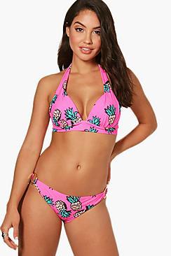 Boohoo Monaco Pineapple Moulded Enchance Triangle Bikini