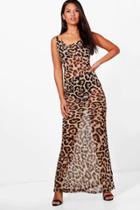Boohoo Stassy Leopard Print Strappy Maxi Dress Multi