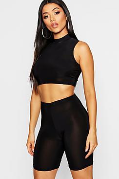 Boohoo High Neck Top + Cycle Short Co-ord