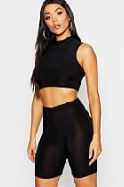 Boohoo High Neck Top + Cycle Short Co-ord