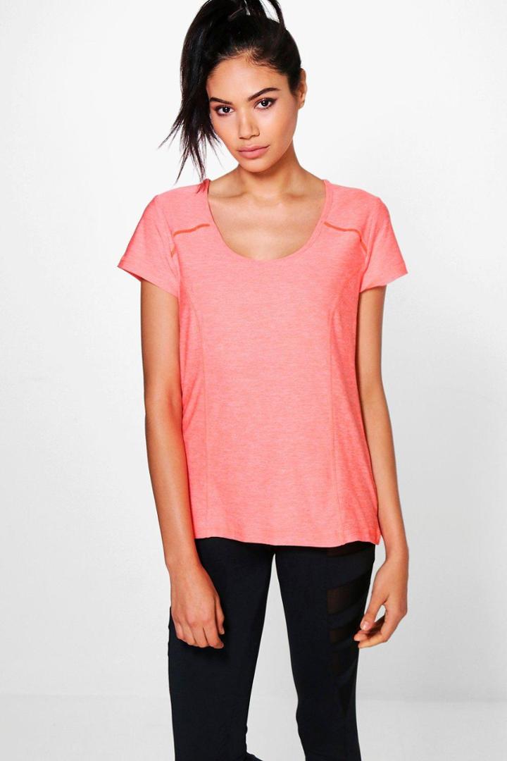 Boohoo Scarlett Fit Yoga Tee Coral