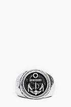 Boohoo Brushed Silver Anchor Signet Ring