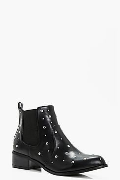 Boohoo Millie Stud Trim Chelsea Boot