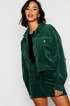 Boohoo Balloon Sleeve Crop Cord Jacket