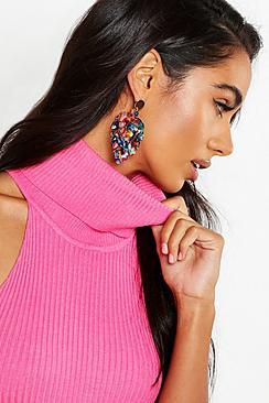 Boohoo Multi Colour Resin Leaf Earrings